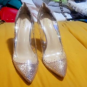 MILUORO Women Pointed Toe Transparent Rhinestones High Heels Party 🥳 🎉 Pumps..